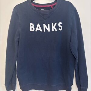 Banks Journal Navy Blue Primary Logo Cotton Crewneck Pullover Sweatshirt M